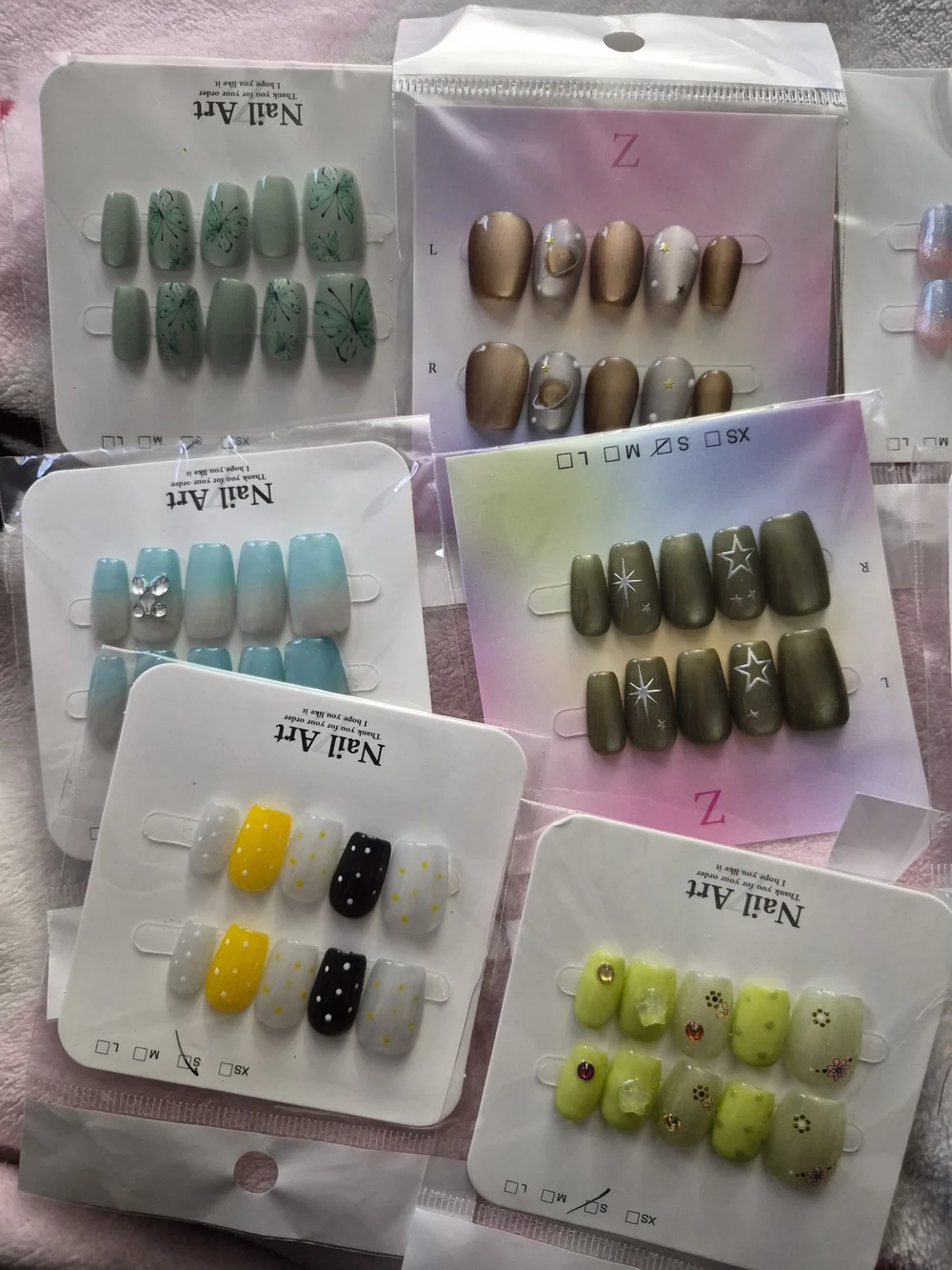 Assorted Press-On Nail Set - Lime Green